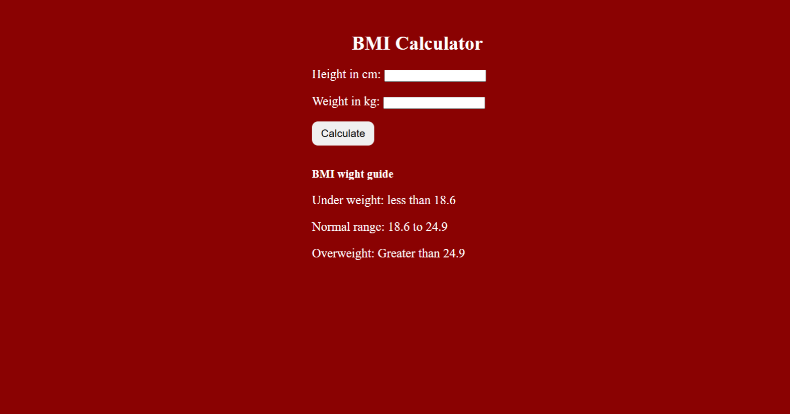 BMI calculator